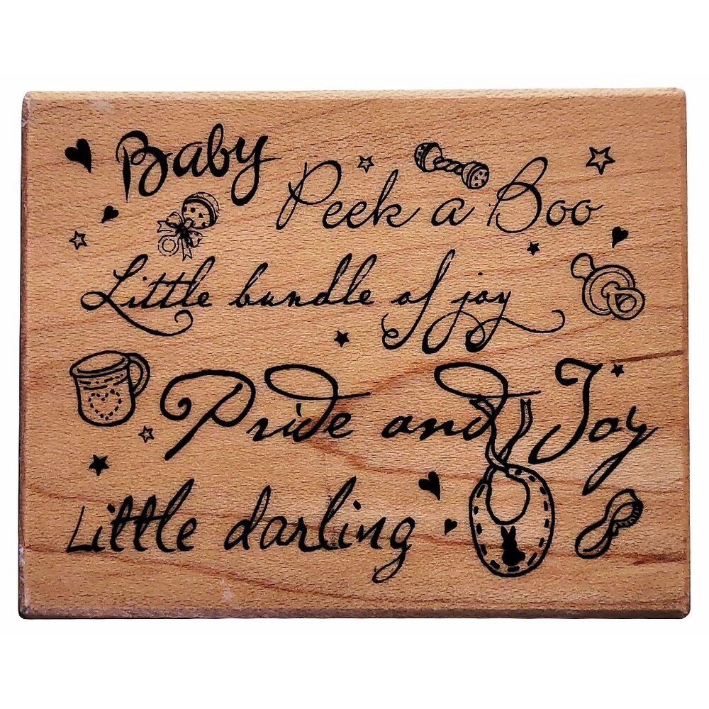Baby Peek A Boo Rubber Stamp Wood Block PSX Little Bundle Of Joy